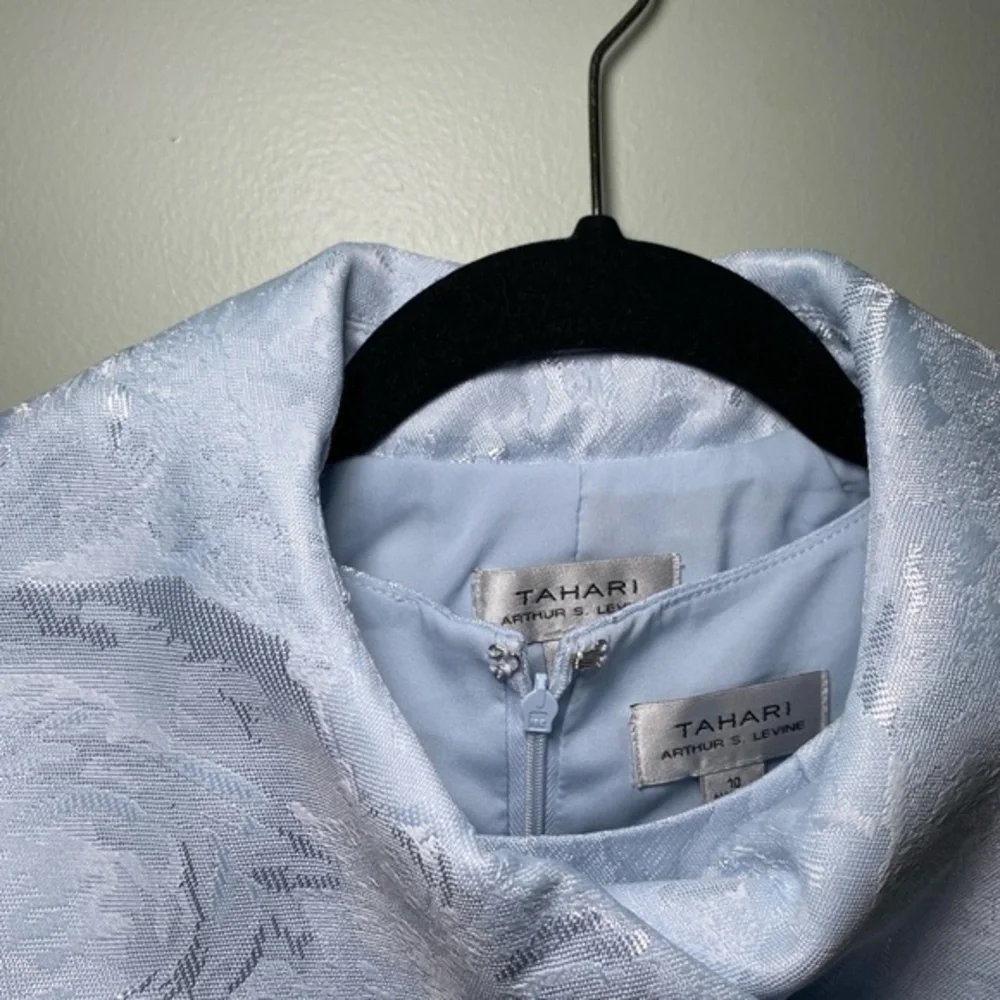 TAHARI ASL Jacquard Silver Blue Sleeveless Dress and Blazer Jacket-Size 10 NWT‎ - Picture 5 of 11